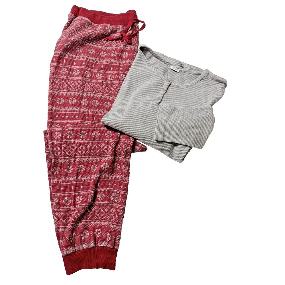 2-Piece Studio 1886 Thermal Knit Pajama Set Size 1X Christmas Holiday